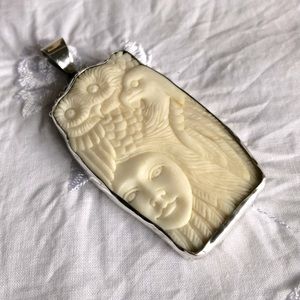 Sterling Silver & Bone goddess pendant